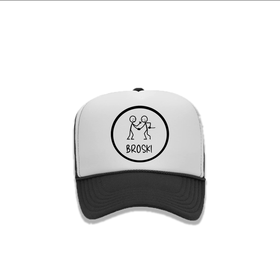 Broski White w/ Black bill Trucker Hat